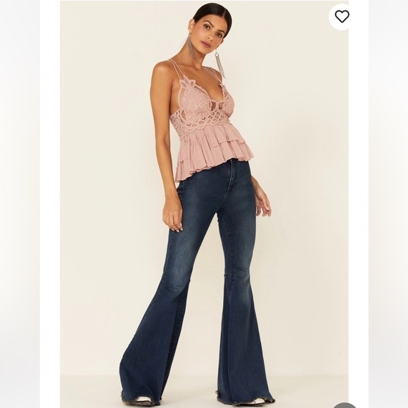 NWT Free People Women’s Adella Lace Ruffled Cami Top Mauve Size Small - Picture 7 of 12